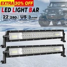 2X 22INCH 280W Led Light Bar 3-ROW Spot Flood Combo Work Ute Truck Suv Atv 24''. Fixed Price $53.99.
