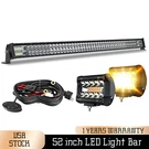 Straight Led Light Bar Spot Flood Driving Offroad 52'' + 2X 4'' Amber White Pods. Fixed Price $119.99.