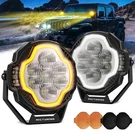 2X 4 Inch Led Pods Side Shooter Offroad Driving Light Flood Beam White Amber Drl. Fixed Price $140.71.