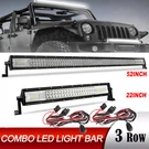 Roof 22" + 52" Led Light Bar Tri-row Combo Kit Offroad Driving 4WD 2X Wiring. Fixed Price $97.51.
