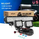 Nilight 20INCH 126W Spot Flood Combo + 2X 18W 4I" Pods Wiring Harness Kits. Fixed Price $65.99.