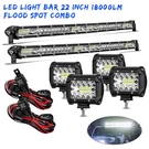 2X 22"INCH 1200W Led Light Bar Combo + 4X4"PODS Offroad Wiring Kit For Jeep Suv. Fixed Price $66.99.