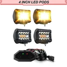 4PCS Inch White/amber Led Pods Light Spot Flood Combo Driving Fog Flash Strobe. Fixed Price $49.99.