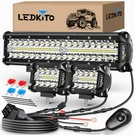 12 Inch Led Light Bar And 2PCS 4 Pods With Switch 3 Lead Off Road Wi.... Fixed Price $59.26.