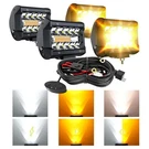 Aslong 4PCS Inch White/amber Yellow Led Pods Light Triple Row Spot Flood Co.... Fixed Price $73.76.