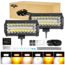 Auxbeam 7" 800W Led Light Bar Amber&white Offroad Work Fog Lamps For Jeep Trucks. Fixed Price $59.99.