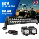 Nilight 32" Inch Curved Led Bar Combo + 4PCS 4" Offroad Lighting For Jeep. Fixed Price $69.99.