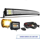 54" Curved Led Bar 5D Spot Flood Combo + White/amber Pods Strobe Lights. Fixed Price $119.99.