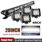 20" Led Lights Bar Spot Flood COMBO+4X 4"PODS Truck Suv Atv Jeep Offroad Driving. Fixed Price $36.99.