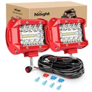 Nilight Led Bar 2PCS 60W 4INCH White With Red Shell And Wiring Kit. Fixed Price $57.94.