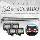 Offroad 52 Inch Led Light Bar + 4X 4" Pod Combo Kit For Jeep Wrangler Jk Tj Cj. Fixed Price $99.99.