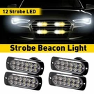 4X 12-LED Amber Warning Hazard Beacon Dash Strobe Light Bar White. Fixed Price $16.14.