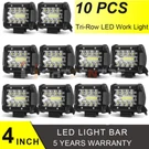 10X 4"INCH 800W Led Work Light Bar Pods Tri-row Combo Offroad For Jeep Truck Atv. Fixed Price $75.10.
