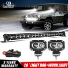 20'' Hood Led Light Bar Spot Flood +2X Pods +wire Offroad Utv Truck Jeep Jk Jl. Fixed Price $64.99.