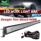 Straight 50INCH 648W Thin Led Light Bar For Off Road Car Suv Jeep 4X4 + Harness. Fixed Price $81.99.