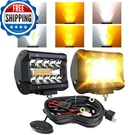Aslong 2PCS 4INCH Led Single Row White/amber Flasing Strobe Pods Work Lights. Fixed Price $62.69.