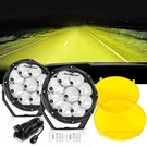 Auxbeam 7" Inch Led Driving Light Pods Fog + Amber Covers Jeep Ford Offroad. Fixed Price $119.99.