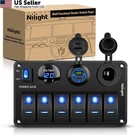 Nilight Gang Rocker Switch Panel 6+3 Type +usb, Power Control Blue. Fixed Price $65.16.