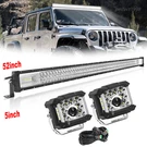 52'' Tri Row Led Light Bar +2X 5'' Side Cube Pods Combo Offroad Driving W/wiring. Fixed Price $118.73.